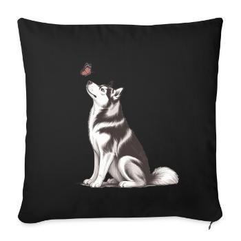 4. Siberian Husky Gift for Dog Owners - Sofa pillowcase 17,3'' x 17,3'' (45 x 45 cm) - black - Front