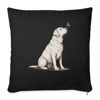 Labrador Retriever avec croquis papillon - Housse de coussin décorative 45 x 45 cm - noir - Devant