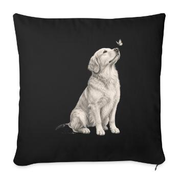 Cadeau de Golden Retriever pour les propriétaires de chiens - Housse de coussin décorative 45 x 45 cm - noir - Devant