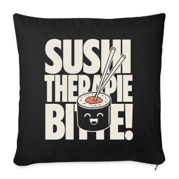 La thérapie sushi aide Kawaii à dire - Housse de coussin décorative 45 x 45 cm - noir - Devant