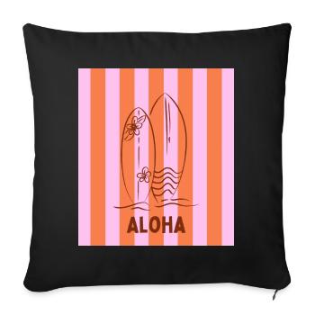 Planche de surf Aloha - Housse de coussin décorative 45 x 45 cm - noir - Devant