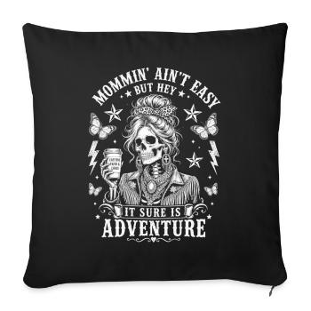 Mommin Ain't Easy Skull Mama Spruch Vintage Coffee - Sofakissenbezug 45 x 45 cm - Schwarz - Vorne