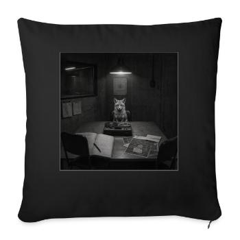 Fox Interrogation Mystère Vintage Crime Animal Vintage - Housse de coussin décorative 45 x 45 cm - noir - Devant