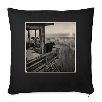 Forêt de brouillard d’ours de la faune Crime animal vintage - Housse de coussin décorative 45 x 45 cm - noir - Devant