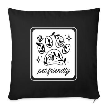 Patte fleurie acceptant les animaux de compagnie - Housse de coussin décorative 45 x 45 cm - noir - Devant