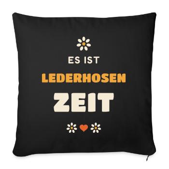Lederhosen Zeit Volksfest Tracht - Lederhosen - Sofakissenbezug 45 x 45 cm - Schwarz - Vorne