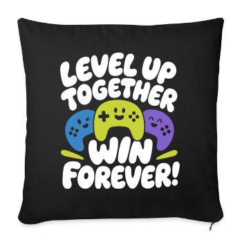 Montez de niveau ensemble Gagnez pour toujours - Housse de coussin décorative 45 x 45 cm - noir - Devant