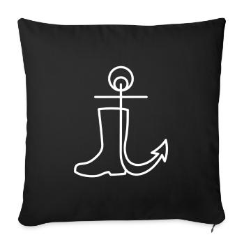 Bottes en caoutchouc d’ancre Moin Coast Sea Line Art - Housse de coussin décorative 45 x 45 cm - noir - Devant