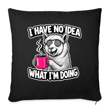 Je n’ai aucune idée de ce que je fais, Lama dit café - Housse de coussin décorative 45 x 45 cm - noir - Devant