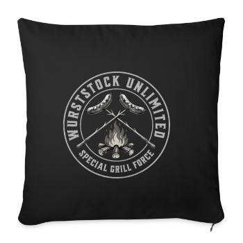 Bâtonnets de saucisse Unlimited Grill Force - Housse de coussin décorative 45 x 45 cm - noir - Devant