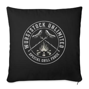 Grill à bâtonnets de saucisse - Housse de coussin décorative 45 x 45 cm - noir - Devant