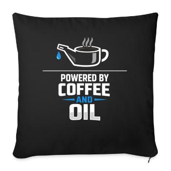 Powered By Coffee And Oil Schrauber Spruch Kaffee - Sofakissenbezug 45 x 45 cm - Schwarz - Vorne
