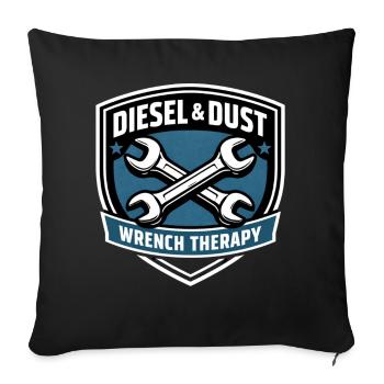 Diesel & Dust Wrench Therapy Schrauber Motiv - Sofakissenbezug 45 x 45 cm - Schwarz - Vorne