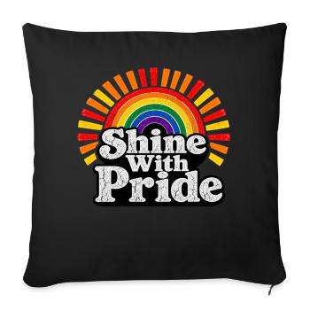Shine With Pride LGBTQ Statement Retro Motiv - Sofakissenbezug 45 x 45 cm - Schwarz - Vorne