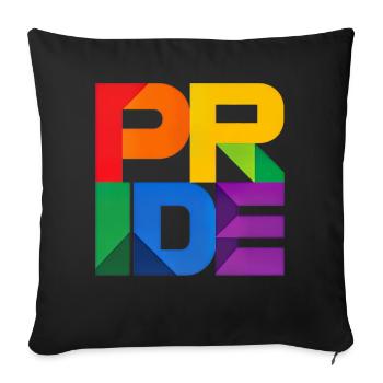 Pride Modern Block Design Regenbogen Schriftzug - Sofakissenbezug 45 x 45 cm - Schwarz - Vorne