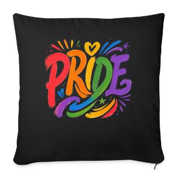 Regenbogen Motiv für Pride Community Allies CSD - Sofakissenbezug 45 x 45 cm - Schwarz - Vorne