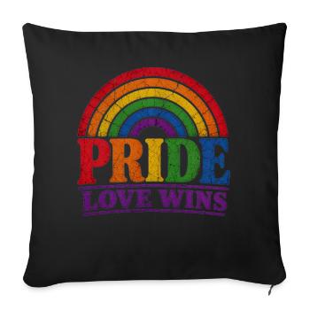 Pride Love Wins Regenbogen Vintage T-Shirt Sticker - Sofakissenbezug 45 x 45 cm - Schwarz - Vorne