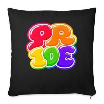 Pride Bubble Regenbogen CSD Shirt Sticker  - Sofakissenbezug 45 x 45 cm - Schwarz - Vorne