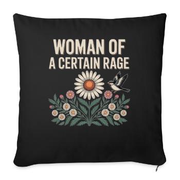Woman Of A Certain Rage Blumen Vogel Shirt Sticker - Sofakissenbezug 45 x 45 cm - Schwarz - Vorne