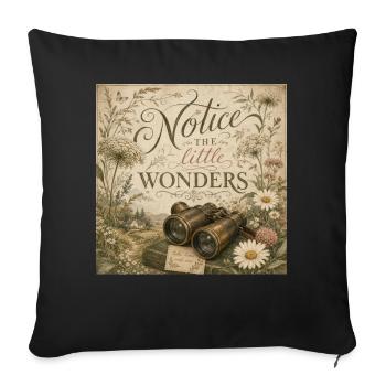 Wildflower Binoculars Retro Mural Nostalgia Decoration - Sofa pillowcase 17,3'' x 17,3'' (45 x 45 cm) - black - Front