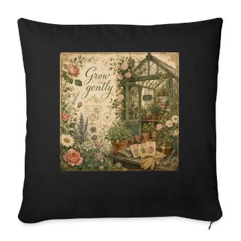 Grow Gently Vintage Poster Greenhouse Decoration Flowers - Sofa pillowcase 17,3'' x 17,3'' (45 x 45 cm) - black - Front