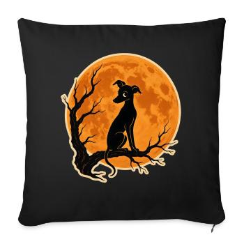 Greyhound Full Moon T-Shirt Halloween Vintage - Sofa pillowcase 17,3'' x 17,3'' (45 x 45 cm) - black - Front
