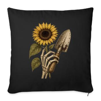 Sunflower Skeleton Hoodie Vintage Halloween - Sofa pillowcase 17,3'' x 17,3'' (45 x 45 cm) - black - Front