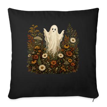 Sweet Ghost Halloween Flowers Autumn Motif - Sofa pillowcase 17,3'' x 17,3'' (45 x 45 cm) - black - Front