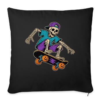 Skelett Skater Halloween Vintage T-Shirt Motiv - Sofakissenbezug 45 x 45 cm - Schwarz - Vorne