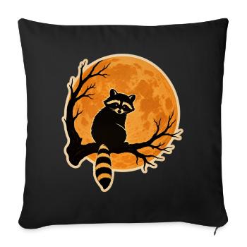 Raccoon Full Moon Halloween Retro Sticker Motif - Sofa pillowcase 17,3'' x 17,3'' (45 x 45 cm) - black - Front
