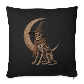 Décoration d’Halloween avec un sweat à capuche squelette sorcière sorcière - Housse de coussin décorative 45 x 45 cm - noir - Devant