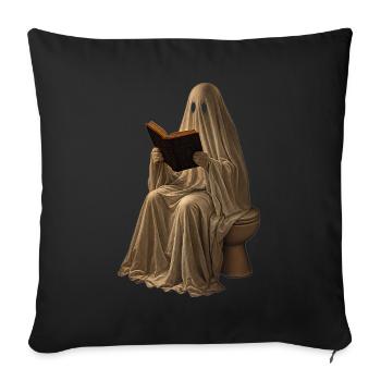 Ghost Reads Book Sweat à capuche toilettes Halloween rétro - Housse de coussin décorative 45 x 45 cm - noir - Devant