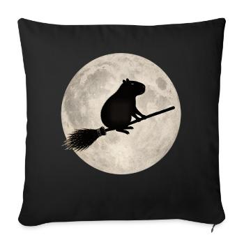 Moonlight hamster on the broom - Sofa pillowcase 17,3'' x 17,3'' (45 x 45 cm) - black - Front