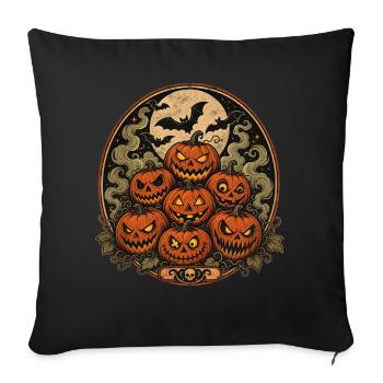 Spooky Halloween pumpkins with bats - Sofa pillowcase 17,3'' x 17,3'' (45 x 45 cm) - black - Front