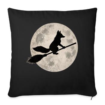Halloween Fox Witch Vintage Full Moon Motif - Sofa pillowcase 17,3'' x 17,3'' (45 x 45 cm) - black - Front