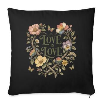 Love Is Love Floral Heart T-Shirt Pride Vintage - Sofa pillowcase 17,3'' x 17,3'' (45 x 45 cm) - black - Front