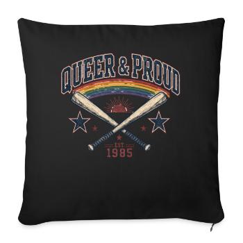 T-shirt Queer & Proud Baseball Vintage Pride Rétro - Housse de coussin décorative 45 x 45 cm - noir - Devant
