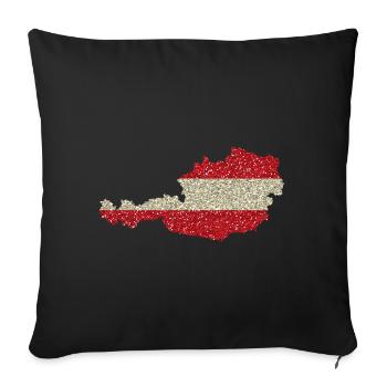 Austria Glitzer Heimatland Red White Red Pride - Sofa pillowcase 17,3'' x 17,3'' (45 x 45 cm) - black - Front