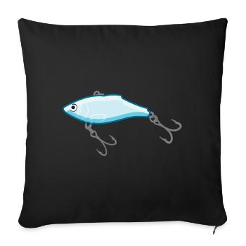Fishing lures with fish hooks for anglers - Sofa pillowcase 17,3'' x 17,3'' (45 x 45 cm) - black - Front