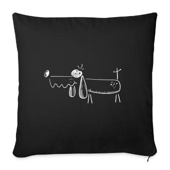 Funny Dackel Comic Skizze - Hund - Sofakissenbezug 45 x 45 cm - Schwarz - Vorne