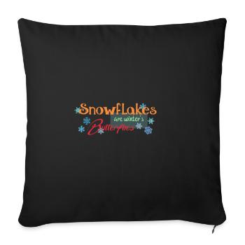 Flocons de neige Hiver Noël Flocons de neige - Housse de coussin décorative 45 x 45 cm - noir - Devant