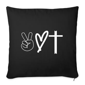 Paix Amour Croix Chrétiens Jésus Foi - Housse de coussin décorative 45 x 45 cm - noir - Devant