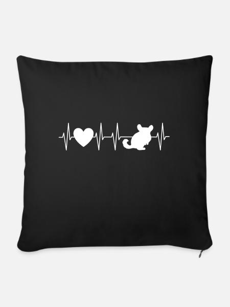 Chinchilla Herzschlag - Chinchilla Geschenk - Sofakissenbezug 45 x 45 cm - Schwarz