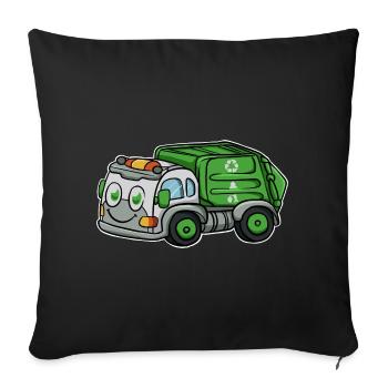 Garbage collection garbage truck - Sofa pillowcase 17,3'' x 17,3'' (45 x 45 cm) - black - Front