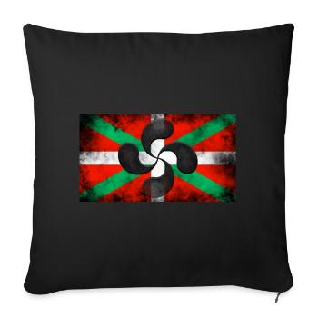 VINTAGE IKURRIÑA FLAG WITH LAUBURU - Sofa pillowcase 17,3'' x 17,3'' (45 x 45 cm) - black - Front