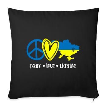 Peace Love Ukraine I Stand With Ukraine - Sofa pillowcase 17,3'' x 17,3'' (45 x 45 cm) - black - Front