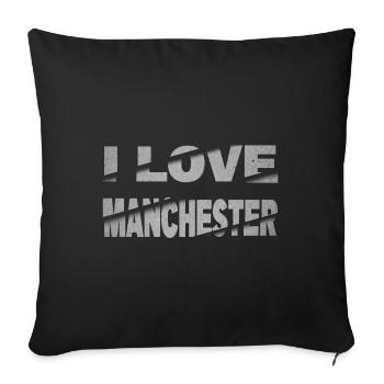 Manchester England UK City Font Skyline I Love - Sofa pillowcase 17,3'' x 17,3'' (45 x 45 cm) - black - Front