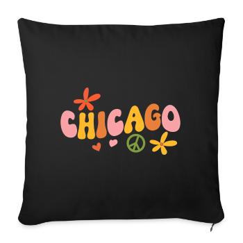 Chicago 70er Jahre Hippie - Sofakissenbezug 45 x 45 cm - Schwarz - Vorne
