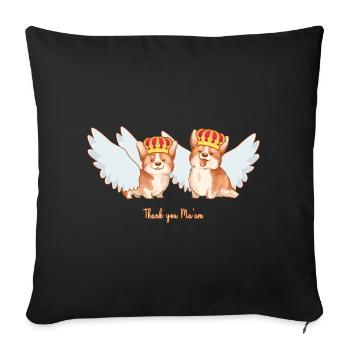 Merci Madame la reine corgis ailes de la couronne - Housse de coussin décorative 45 x 45 cm - noir - Devant