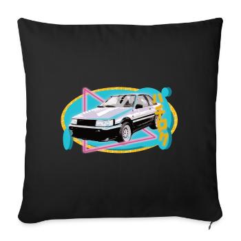 Hachiriku – AE86 Japanisches Fahrzeug im 80s Style - Sofakissenbezug 45 x 45 cm - Schwarz - Vorne
